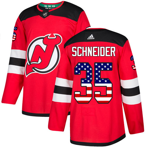 Herren New Jersey Devils Eishockey Trikot Cory Schneider #35 Authentic Rot USA Flag Fashion